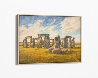 Stonehenge Rocks inspired English Vintage Artwork Oil Painting Canvas Print, High-Quality Matte Wall Art Canvas, Landscape Home Decor SRE4