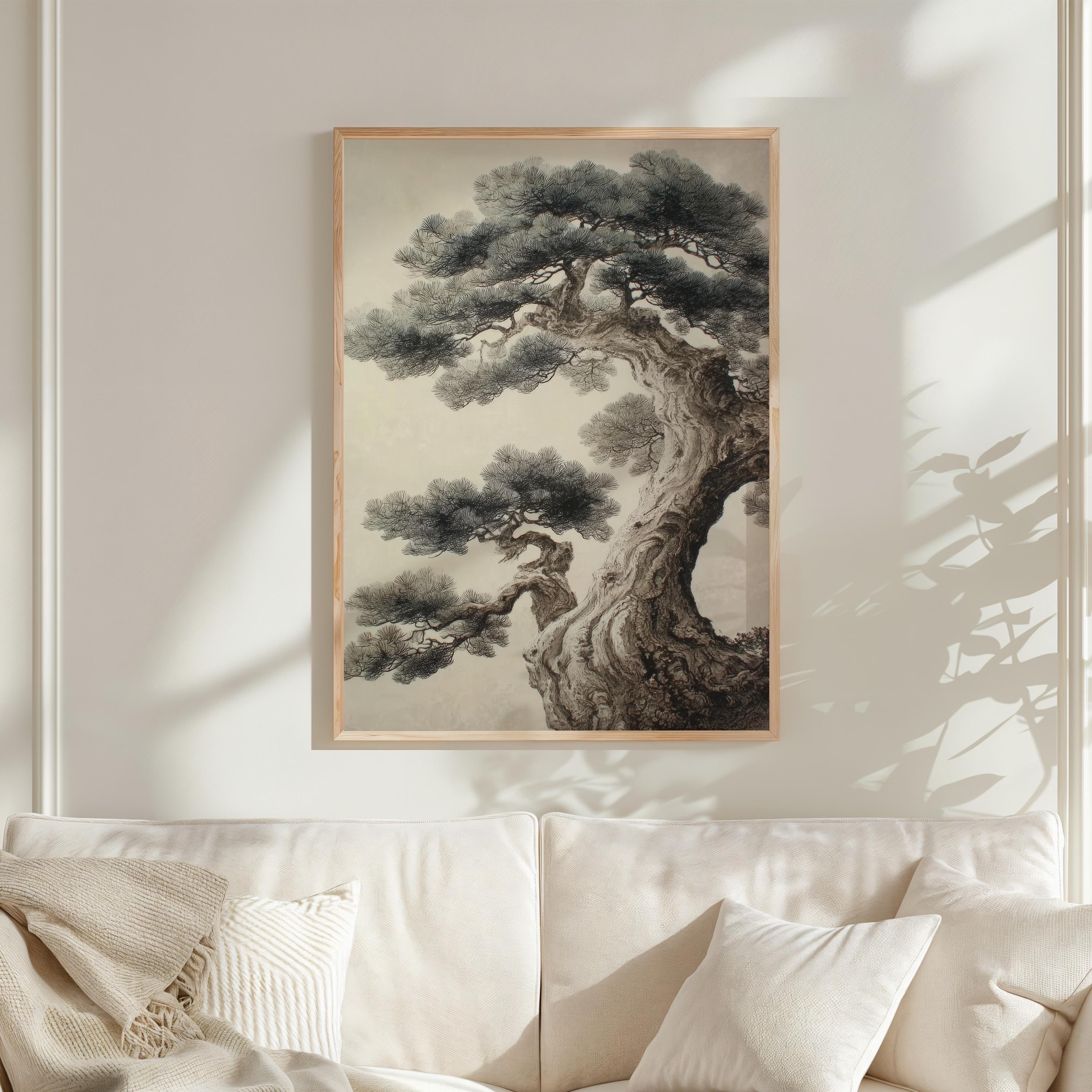 古代の松の木の壁画 | 日本の自然画 | 禅風植物装飾 | 東洋の木の絵