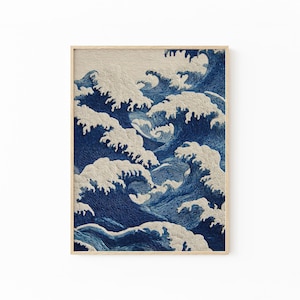 Japanese Wave Painting Print | Modern Japandi Minimalist Ocean Wall Art | CBO3