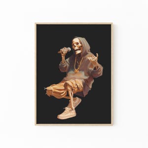 Skeleton Rapping Painting Print | Hip-Hop Music Decor | Music Decor | MUS2
