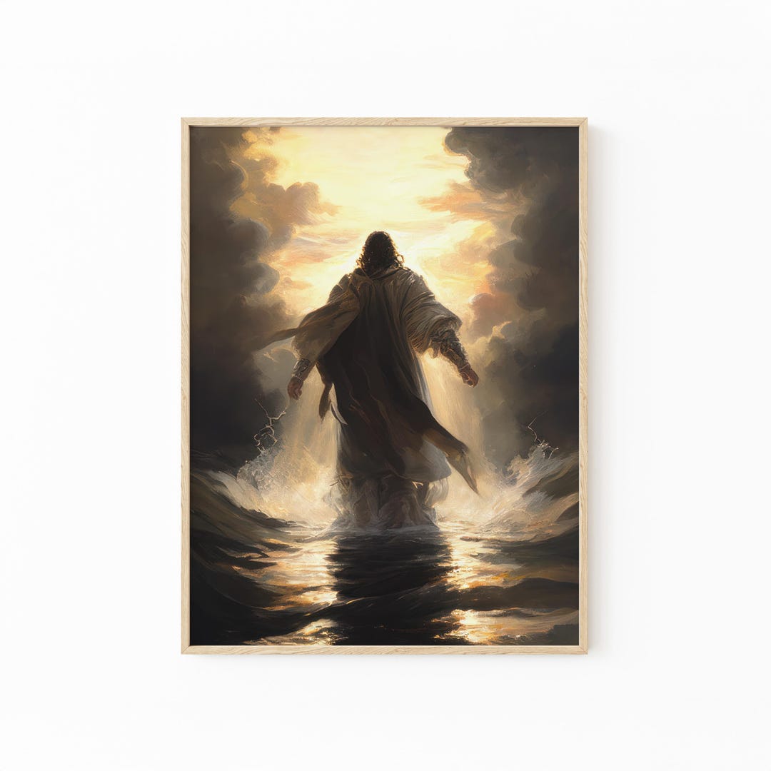 Jesus Christ Walking on Water Original Oil Painting, Christian Print ...