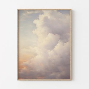 Vintage Sunset Cloud Oil Painting Print | Nursery Wall Art | Sky Wall Art | Antique Oil Painting | Cloud Print | Premium Matte Print VBS6