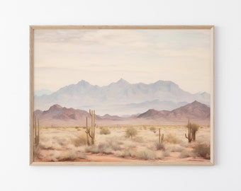 Arizona Desert Landscape Painting Print, Four Peaks Photo, Southwestern Wall Art,Desert Landscape Print,Wilderness Poster, ADLP3