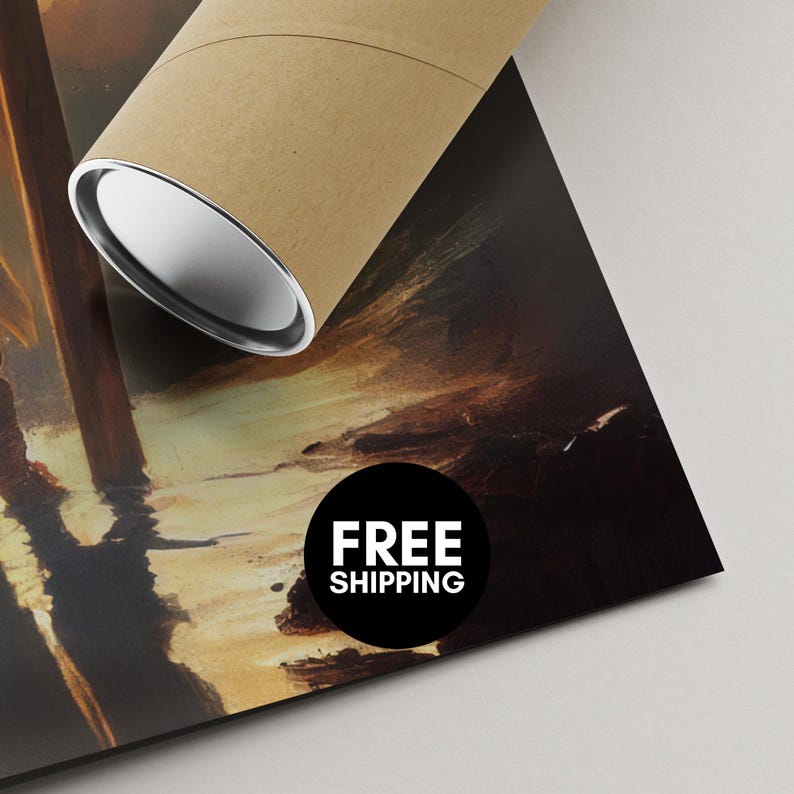 a cardboard tube with a printed label that reads "FREE SHIPPING".
