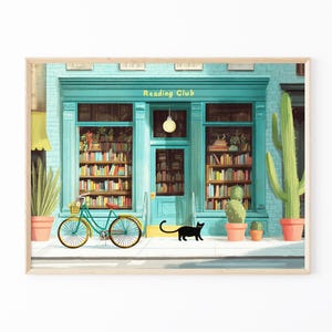 Bookstore Oil Painting Print | Cozy Bookshop Painting | Library Wall Decor | Gift for Book Lover | Home Office Literary Art | BOO5