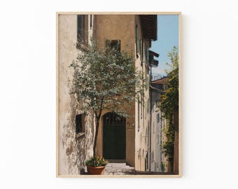 Vintage Italian Town Oil Painting Print | Italy City Art | Italy Wall Art Prints | Italian Home Decor | Green Olive Trees Malta | ITM8
