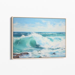 Ocean Canvas, Beach Oil Painting Canvas Print, Ocean Waves Aerial, Ocean Wall Art, Nautical Print, Water Canvas, Ocean Art OCBO3