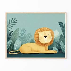 Safari Lion Illustration Prints | Boho Nursery Wall Art | Jungle animals | Nursery Art | Animal Nursery Decor | Animal Prints | LSN7