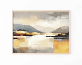Yellow Abstract Landscape Oil Painting Print | Home decor | Beautiful Vibrant Print | Abstract Bedroom Decor | Fast Delivery | YAL7