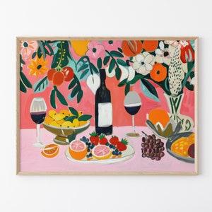 Dinner Table Food Abstract Paining | Retro Food Art | Vintage Food Illustration Art, Food Poster | Gift for Chef | DTF7