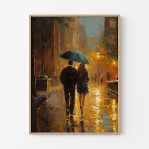 Rainy Day in New York Manhatten | The Upper East Side Oil Painting Wall Art Matte Print | Romantic Gift | Rainy Landscape Wall Art | RDI8