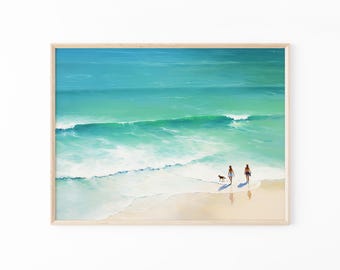 Ocean View Oil Painting Print | Soft Blue Painting | Beach House Decor | Coastal Printable Wall Art | Ocean Decor | #OCO6
