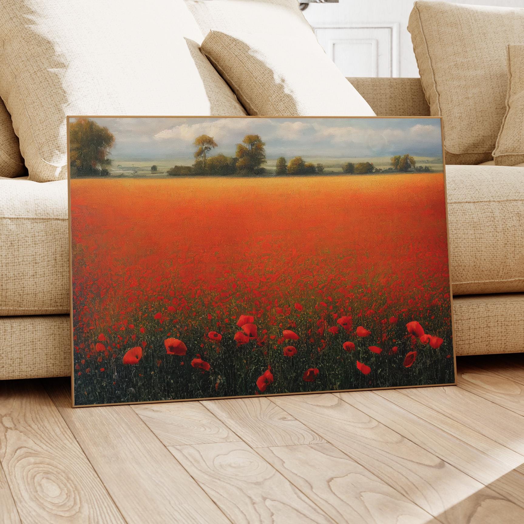 Flanders Field Poppies | Field of Red Flowers Oil Painting | Matte Wall ...