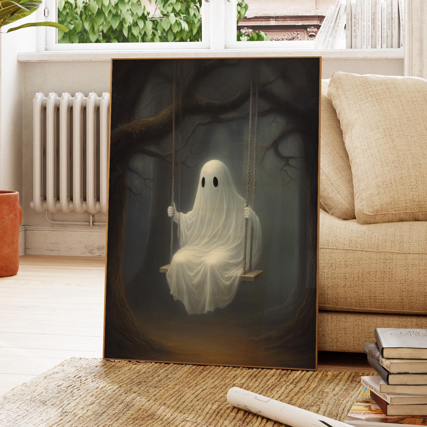 Ghost on the Swing Oil Painting Print, Vintage Poster, Art Poster