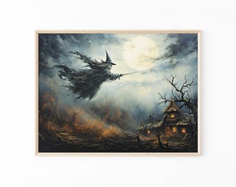 Witch In The Creek Oil Painting Print, Witch Decor, Vintage Poster, Art Poster Print, Dark Academia, Gothic Victorian WIT2