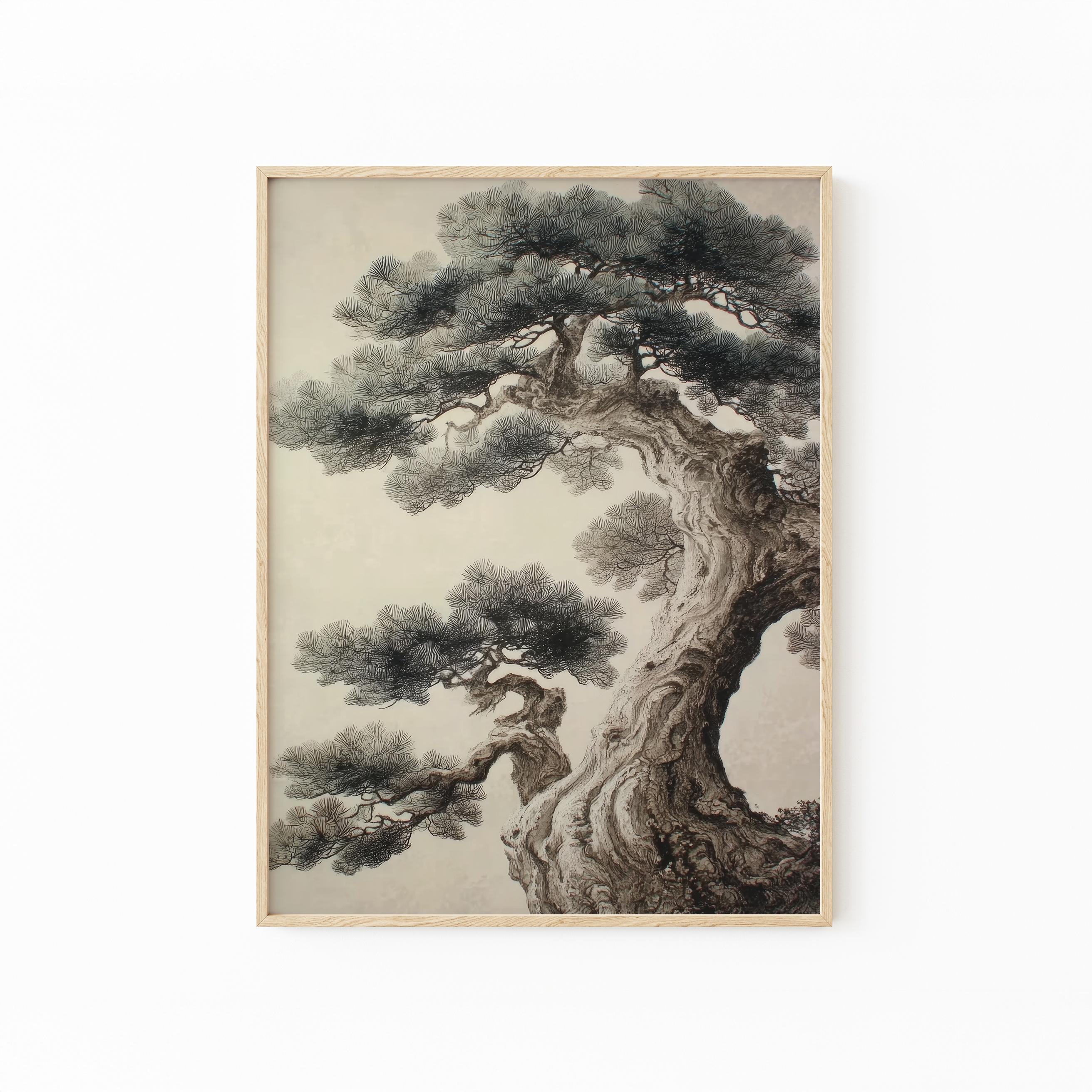 古代の松の木の壁画 | 日本の自然画 | 禅風植物装飾 | 東洋の木の絵