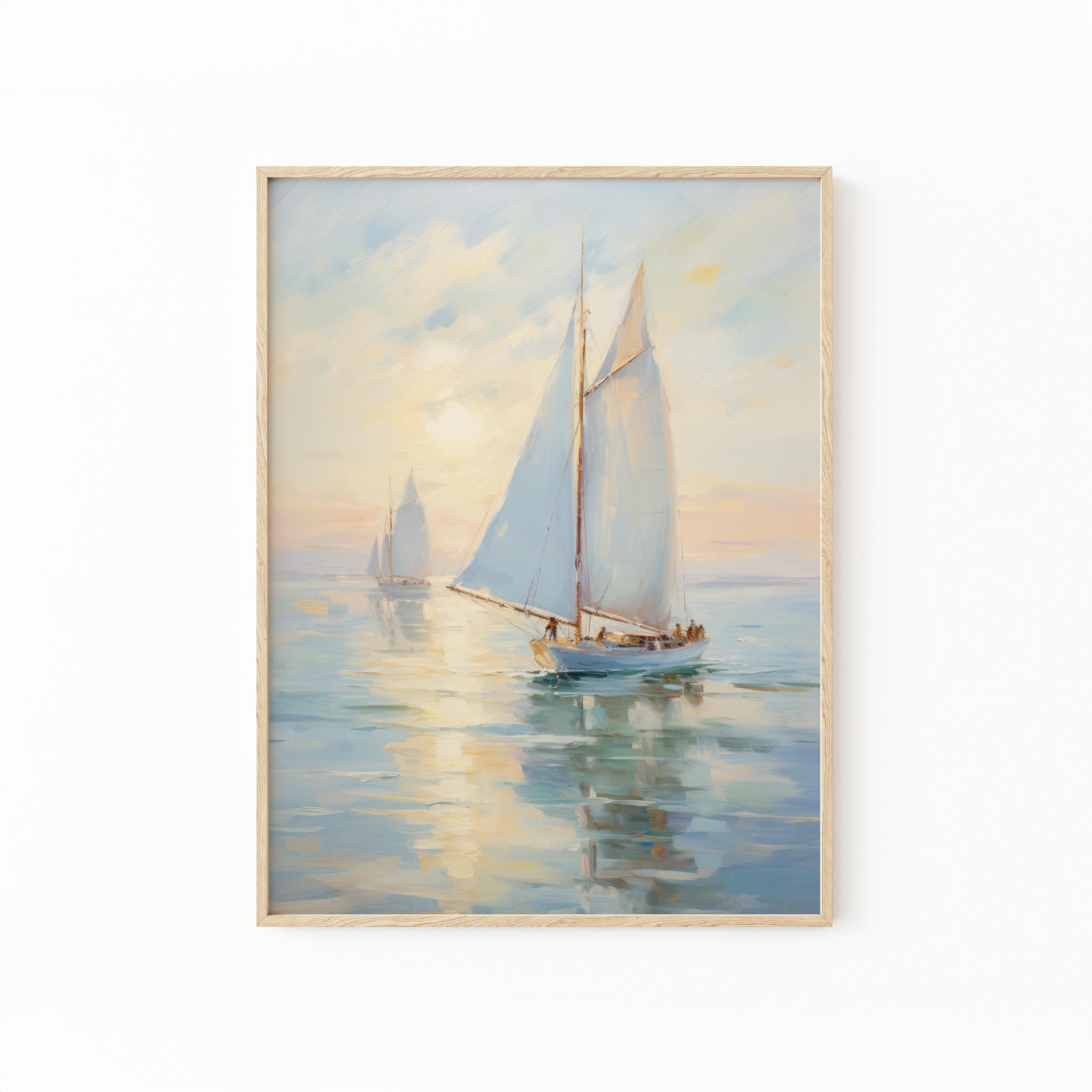Tableau Encadré – Voiliers Sur Le Lac/ocean – 10x8 Pouces – Déco Marine