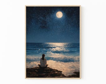 Feeling the Ocean Painting Print: Sea Swimming Coastal Wall Art | HLF4
