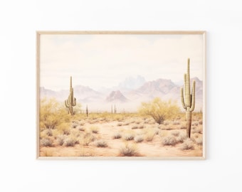 Impresión de pintura de paisaje del desierto de Arizona, foto de los Cuatro Picos, arte mural del suroeste, impresión de paisaje desértico, póster de naturaleza, ADLP1