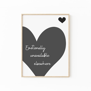 Emotional nicht verfügbar Kunstdruck | Poster Herz | Ästhetische Schlafzimmer & Wohnzimmer Dekor | THM1