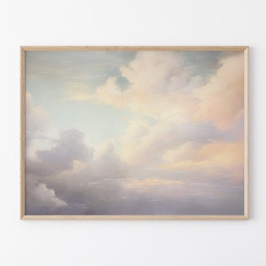 Vintage Cloud Sunset Oil Painting Print | Nursery Wall Art | Sky Wall Art | Antique Oil Painting | Cloud Print | Premium Matte Print VCB5