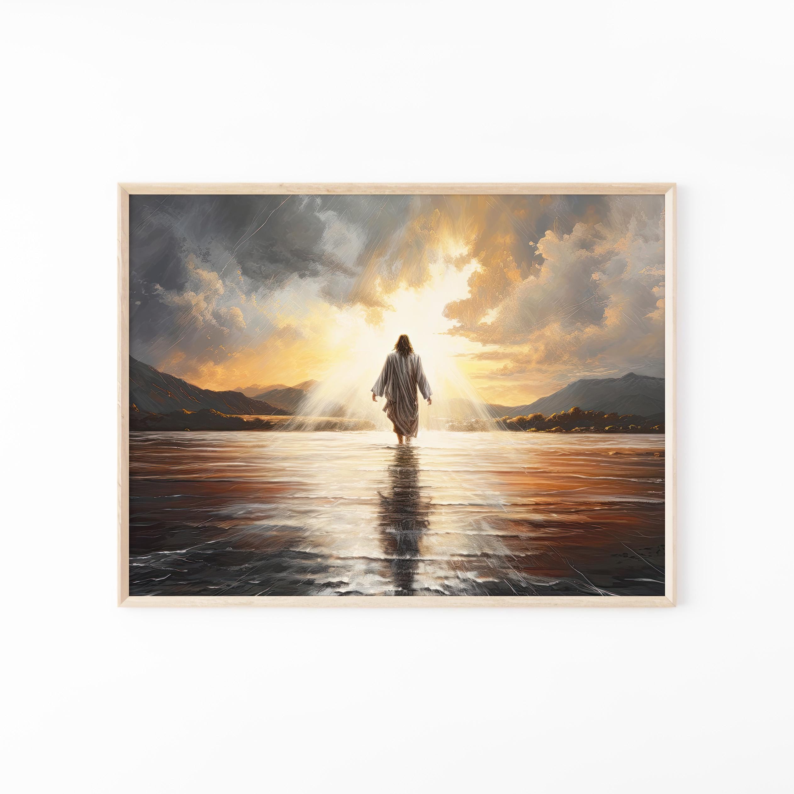 Jesus Christ Walking on Water Original Oil Painting, Christian Print ...