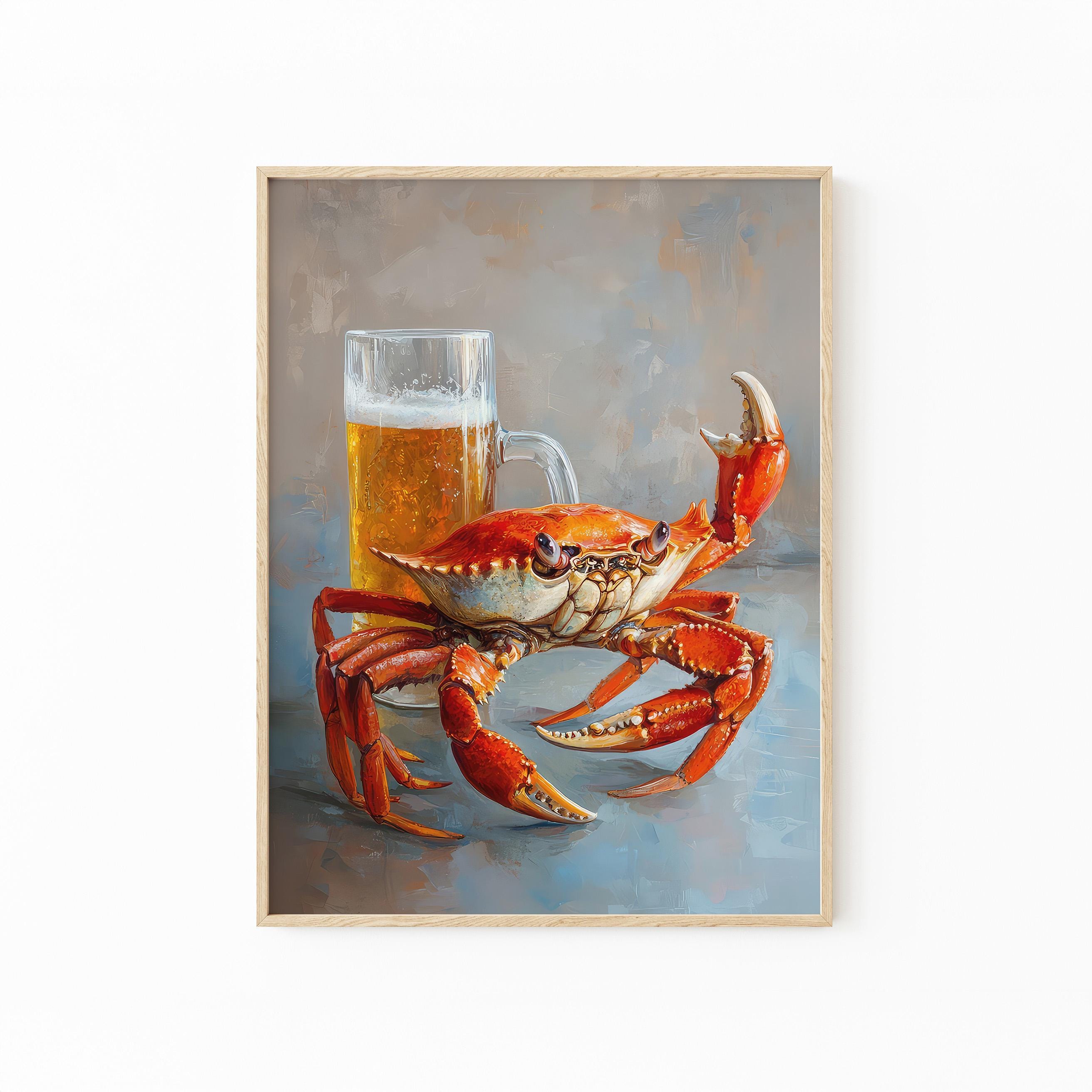 【SOLD】再販　カニとビール #07-2 シーグラスアート(フレーム付き) SOLD】再販 カニとビール #07-2 シーグラスアート(フレーム付き) SOLD