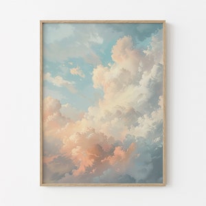 Vintage Pastel Cloud Oil Painting Print | Nursery Wall Art | Sky Wall Art | Antique Oil Painting | Cloud Print | Premium Matte Print | VPC8
