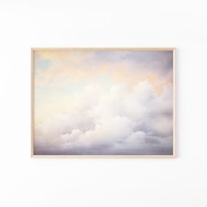 Impresión de pintura al óleo vintage de nubes y atardecer / Arte mural para guardería / Arte mural con cielo / Pintura al óleo antigua / Impresión de nubes / VCB7