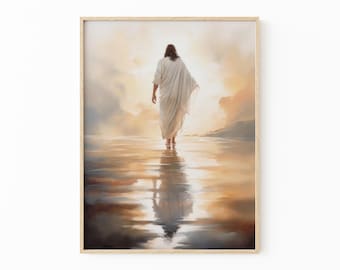 Peace Be Still Water Colour Painting Print | Jesus Wall Art | Jesus Walking On Water | The Living Christ | Bible Art | PBS5