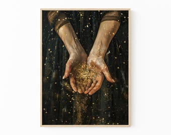 Dirty Gold Oil Painting Print | Romatic Academia | Dark Cottagecore Art Print | Moody Paintings | Vintage Celestial Art | Witchy Gift | DGO4