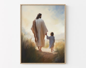 Child of God Oil Painting Print, Jesus shows the way, Christian Art, Bible Art, Scripture Wall Art, Christian Painting Art Print