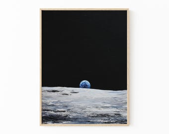 Earthrise Poster - Space Room Décor - Framed Aesthetic Décor of Earthrise Photo Space Wall Art Ready Framed Space Print/Astronomical Gift Room Decor (8 x 10