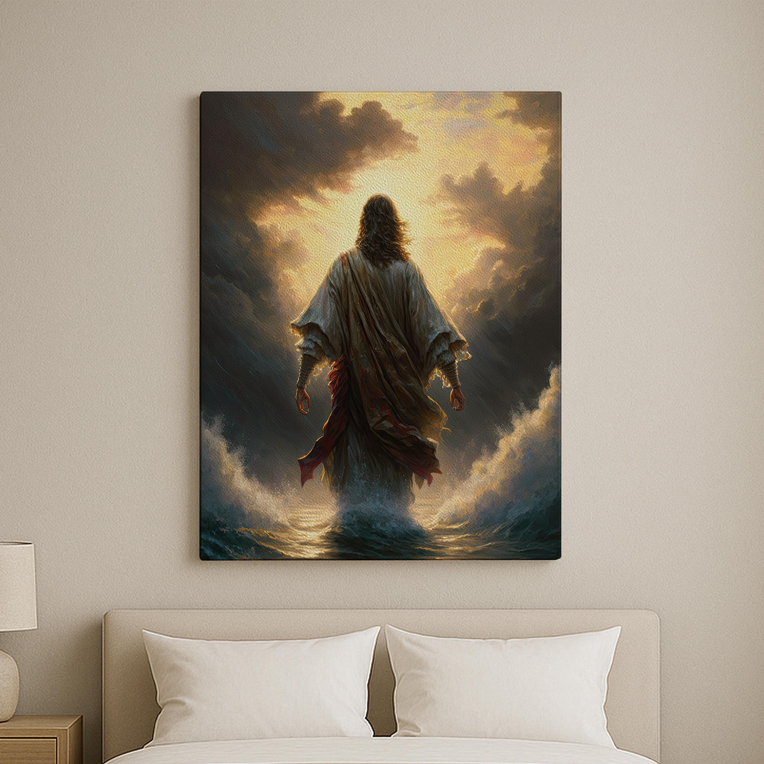 Jesus Christ Walking on Water Original Oil Painting Canvas Print ...