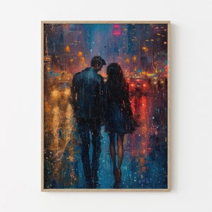 Rainy Day in New York Manhatten | The Upper East Side Oil Painting Wall Art Matte Print | Romantic Gift | Rainy Landscape Wall Art | RDI2