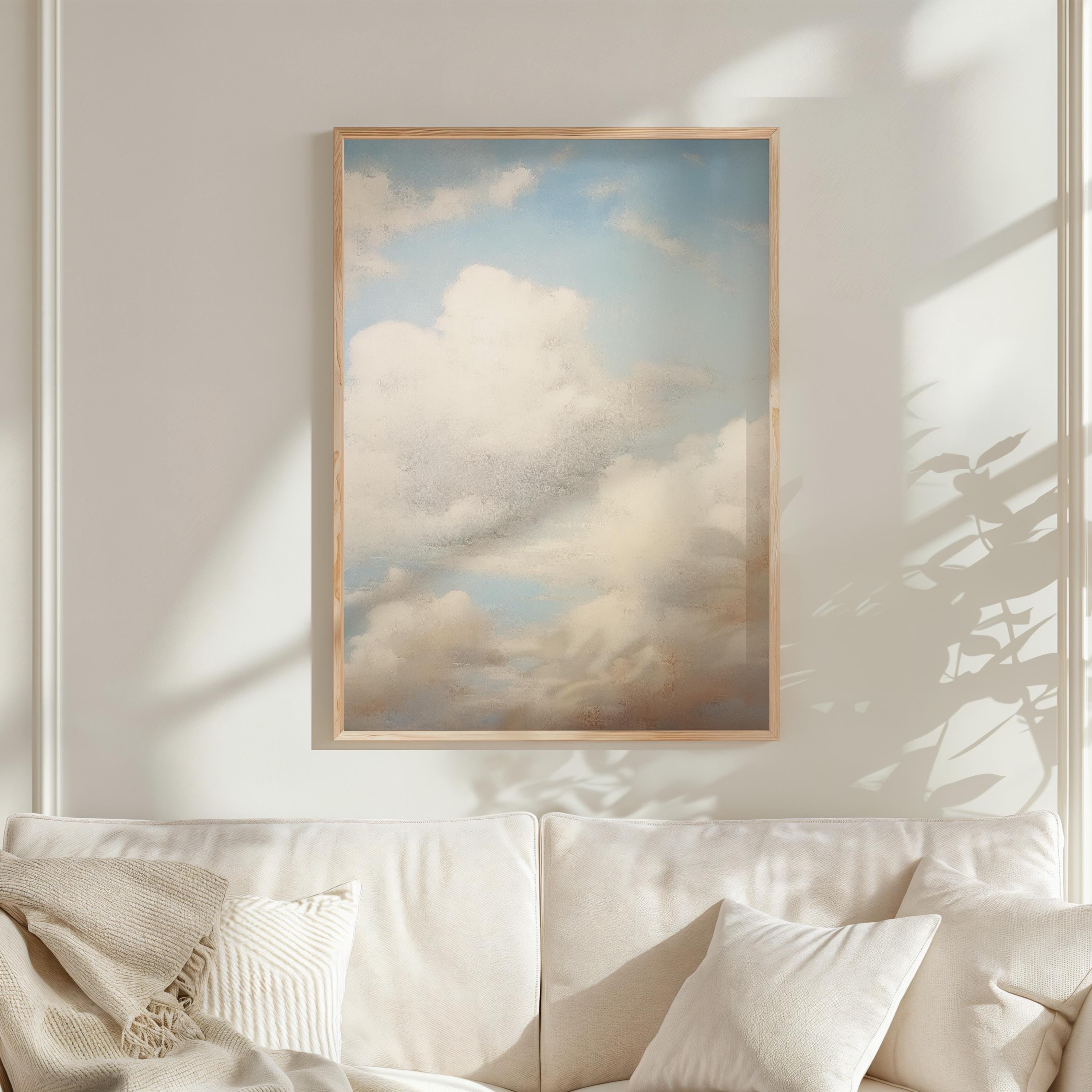 ヴィンテージ 青空 雲 油絵 プリント | 子供部屋 ウォールアート | 空
