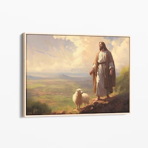 Jesus Leaves the 99 Painting, Parable of the Lost Sheep, Good Shepherd, Painting Canvas, Jesus Art, Bible Wall Art, Christian Faith JLP2