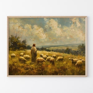 The Lord is my Shepherd Art, Modern Christian Art, Jesus Leaves 99, Coastal Christian Art, Jesus Art, Christ Art, Christian Painting TLI7