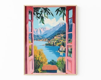 Open Window Henri Matisse Print | Henri Matisse Style Fauvism Painting | Mediterranean Sea | Orange Tree | Coastal View | OWH6
