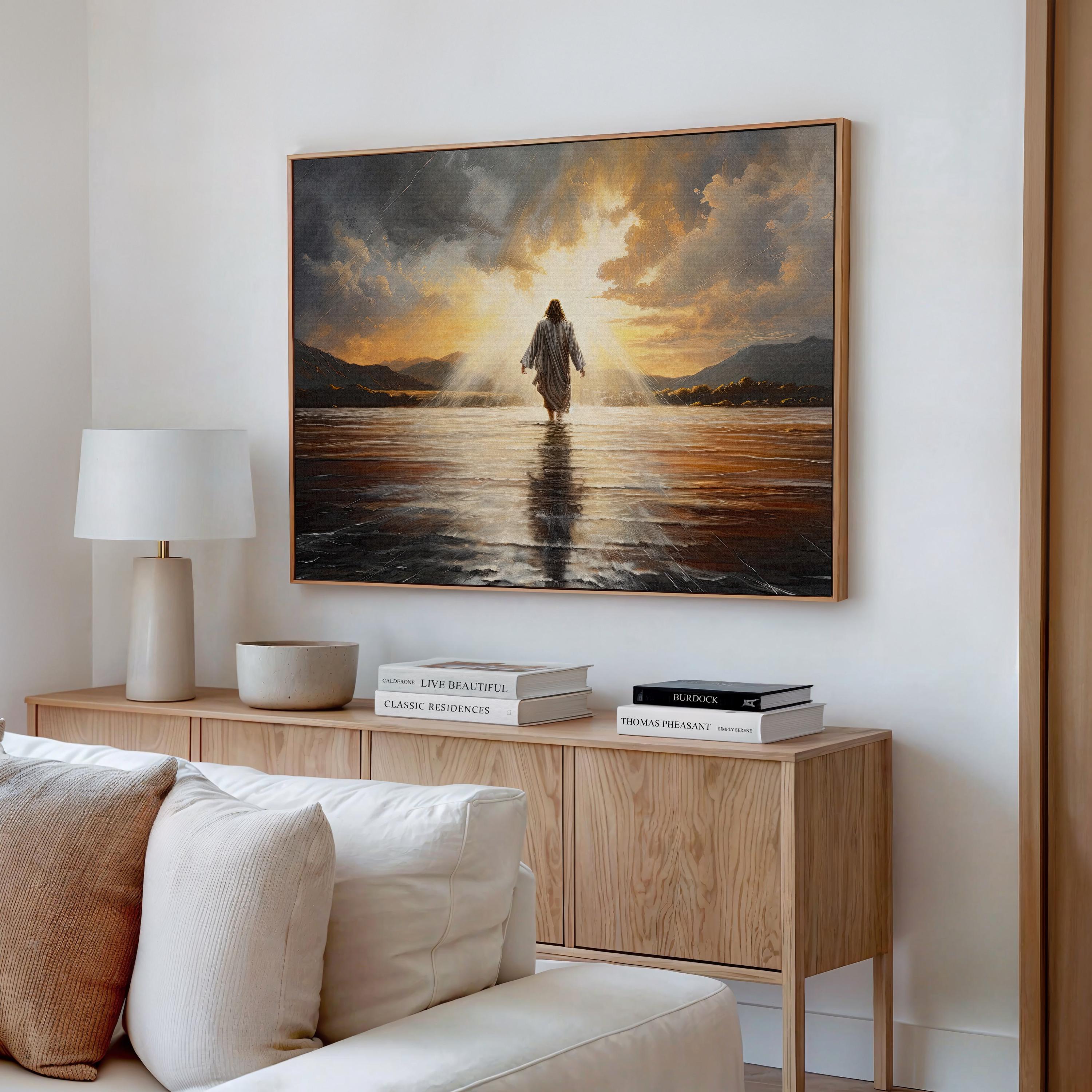 Jesus Christ Walking on Water Canvas Oil Painting Print | Christian ...