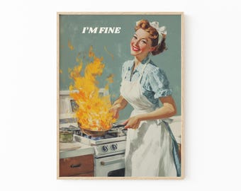 Funny Kitchen Art Print | Retro 50s Poster | Vintage Cooking Wall Art | Humorous Retro Decor | FAF4