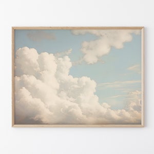 Vintage Cloud Blue Sky Oil Painting Print | Nursery Wall Art | Sky Wall Art | Antique Oil Painting | Cloud Print | Premium Matte Print VCB4