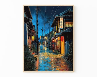 Tokyo Tea House Japanese Oil Painting Print | Anime Style Art