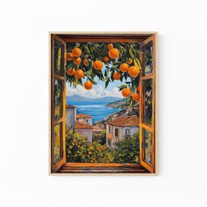 Ventana abierta, impresión de Henri Matisse / Pintura fauvista estilo Henri Matisse / Mar Mediterráneo / Naranjo / Vista costera / OWH2