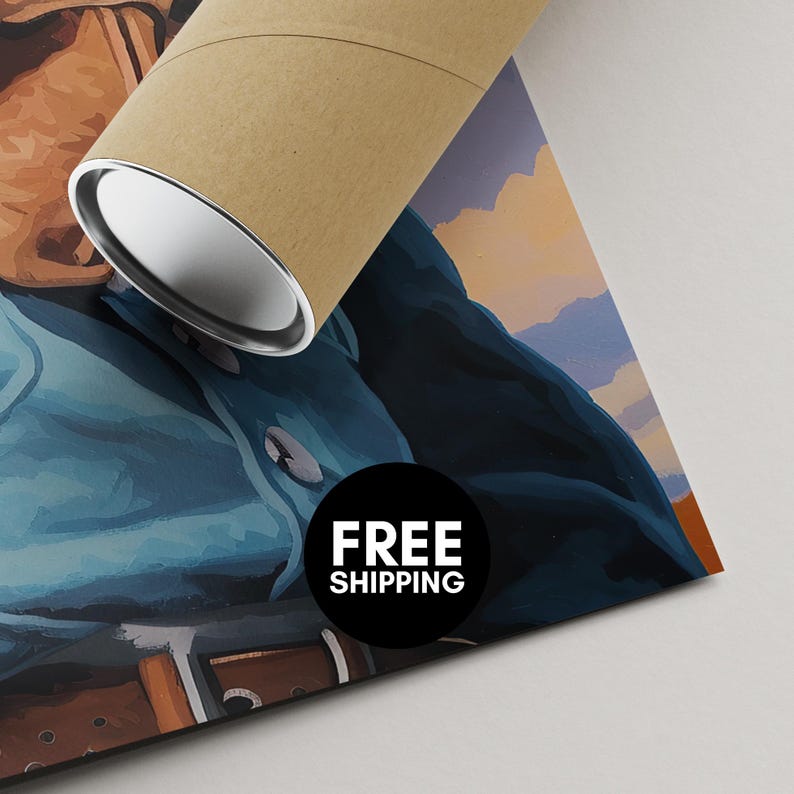 a close-up of a cardboard tube with a label that reads "FREE SHIPPING".