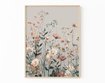 Vintage Flower Botanical Painting Print | Pink Bouquet Museum-Style Floral Art | CWA1