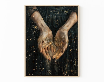 Dirty Gold Oil Painting Print | Romatic Academia | Dark Cottagecore Art Print | Moody Paintings | Vintage Celestial Art | Witchy Gift | DGO3