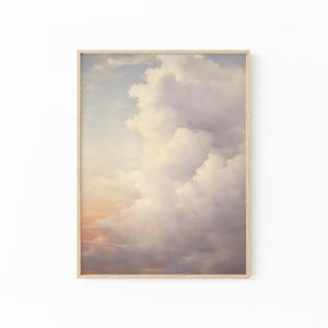 ヴィンテージの夕焼け雲の油絵プリント | 子供部屋の壁アート | 空の壁アート | アンティークの油絵 | 雲のプリント | VBS6