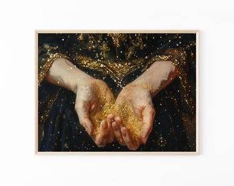Dirty Gold Oil Painting Print | Romatic Academia | Dark Cottagecore Art Print | Moody Paintings | Vintage Celestial Art | Witchy Gift | DGO1
