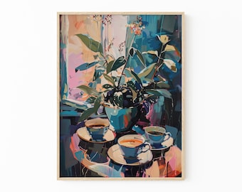 Retro Coffee Acrylic Painting Print | Vintage Coffee Print | Kitchen Decor | Italian Travel Decor | RCA2